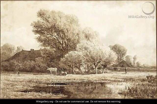 A Landscape With Cows Near A Pool - Adriaen van Everdingen