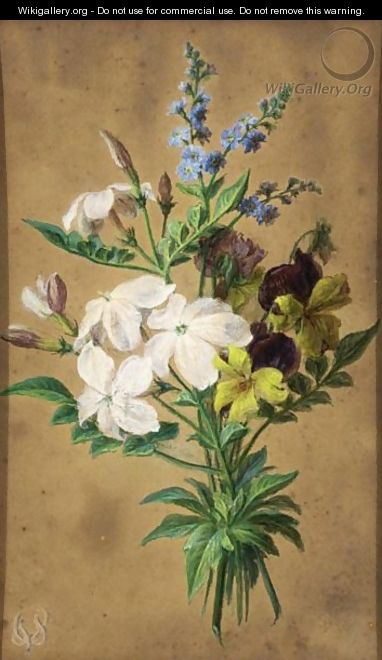 Jasmine, Forget-Me-Nots And Violets - Cornelis van Spaendonck