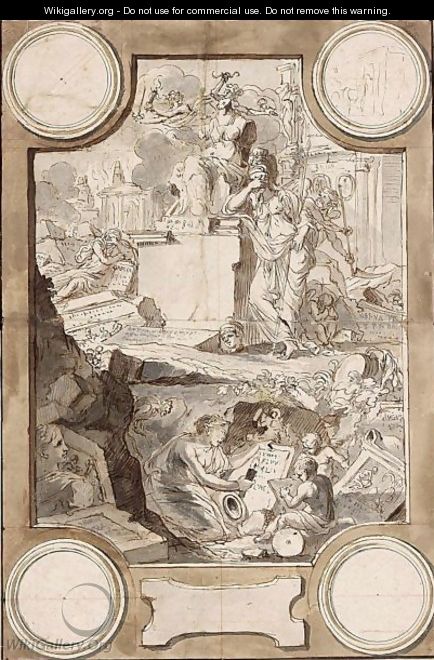 Design For A Frontispiece An Allegory Of The Decline Of Classical Civilization - Jan Goeree