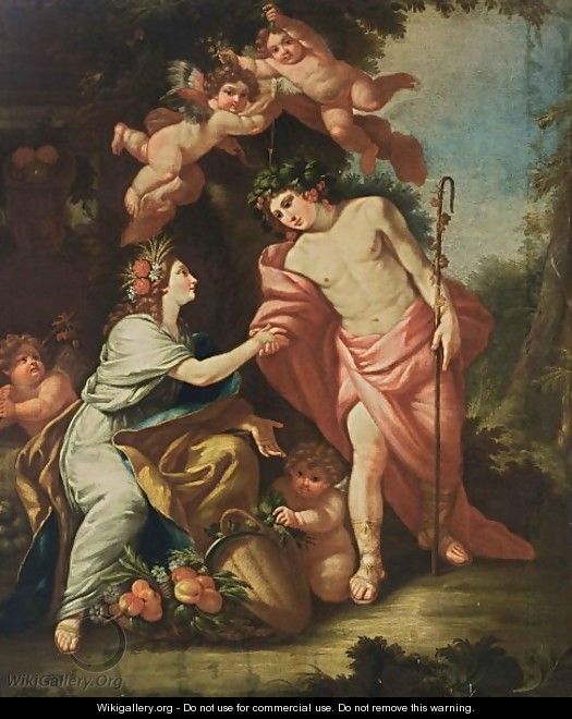 Flora And Zephyr Together With Putti - (after) Simon Vouet