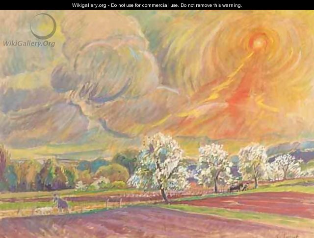 Storm Clouds Gathering Over The Orchard - Nikolai Aleksandrovich Tarkhov