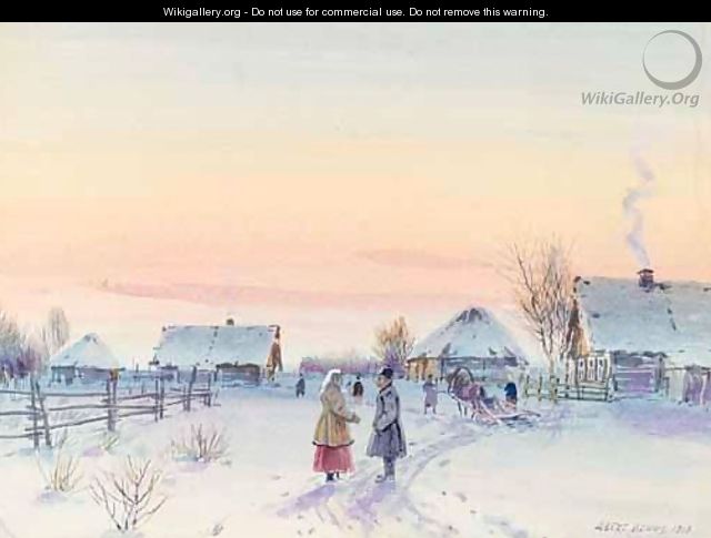 Winter Scene In Provincial Russia - Albert Nikolaevich Benois