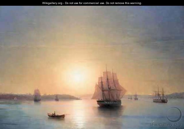 Ship Moored Off The Coast, Constantinople - Ivan Konstantinovich Aivazovsky