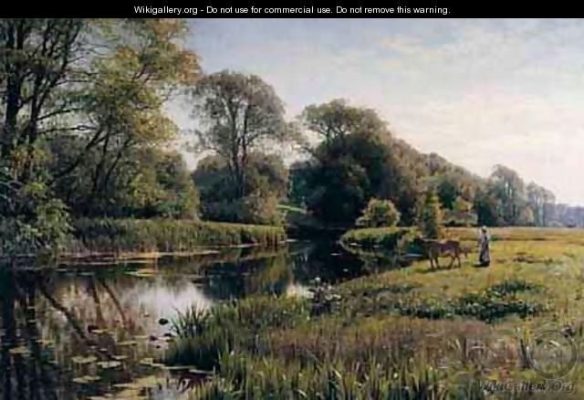 Grazing By A River - Peder Monsted