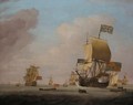 The Albemarle 80-90 Guns-Flagship Of Admiral Of The Fleet Sir John Leake, Kt. The English Fleet Coming To Anchor In The Bay Of Barcelona, 15th May 1708 - Peter Monamy