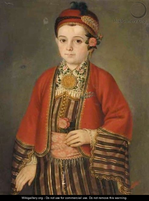 Portrait Of Anna Efremovna Orenovina In Caucasian Costume - Russian School
