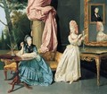 Conversation Piece With Two Ladies At A Table - (after) Johann Zoffany