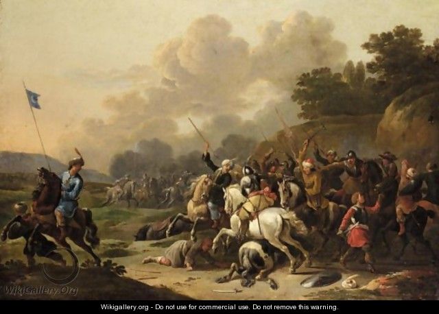 A Cavalry Engagement Between Turks And Christians - Simon Johannes van Douw
