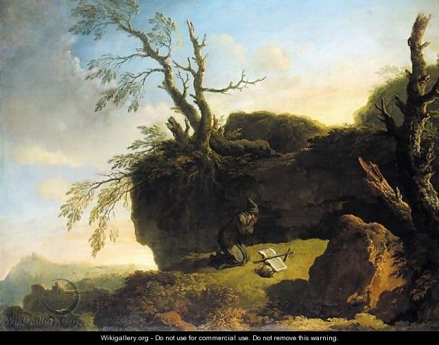 A Praying Hermit In A Landscape - (after) Carlo Bonavia