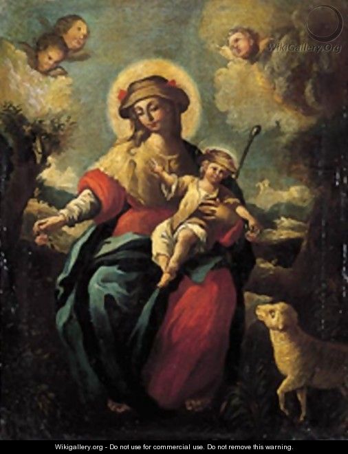 Madonna Col Bambino In Un Paesaggio - Italian School