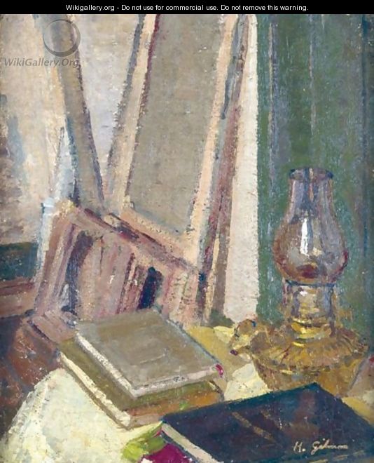 Studio Interior With Oil Lamp - Harold Gilman