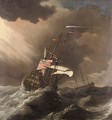 A british Man-O-War In Heavy Seas - (after) Joris Van Der Haagen Or Hagen