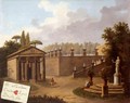 A Classical Garden Landscape With Figures, A Trompe-L'Oeil Of A Playing Card In The Lower Left Hand Corner - Jean-Baptiste Berlot