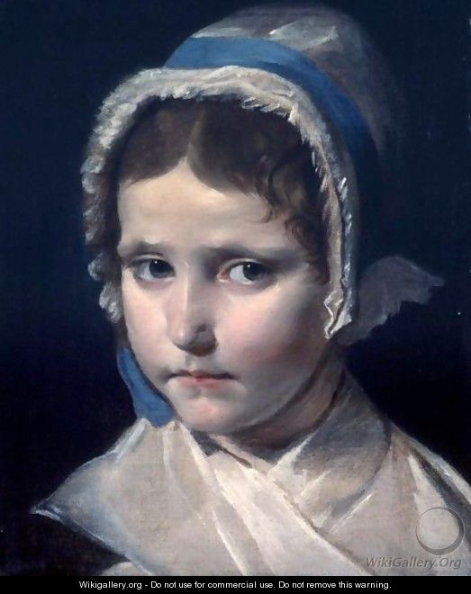 Portrait Of A Young Girl Wearing A Bonnet - French School