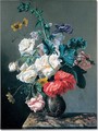 A bouquet of flowers on marble ledge - Jacques Carrey