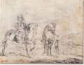 Two men on horseback with dog - Philips Wouwermans