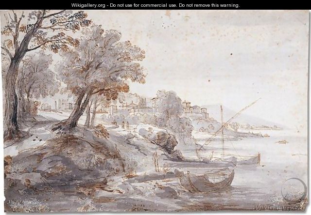 Boats on a river - Caspar Andriaans Van Wittel