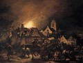 A Fire In A Village At Night - Egbert Lievensz. Van Der Poel