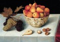 A Still Life Of Apples, Pears And Walnuts In A Porcelain Bowl Together With A Bunch Of Grapes, Walnuts And Half A Pear Resting On A Table - Peter Paul Binoit