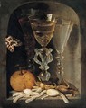 A Still Life Of Three Wine Glasses, An Orange, Sweetmeats, Hazelnuts And A Moth In A Stone Niche - Osias, the Elder Beert