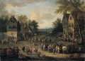 A Crowded Village Scene With Numerous Villagers And Animals - Adriaen Frans Boudewijns