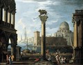 A Capriccio View Of The Molo From The Piazzetta Looking South - (after) Giovanni Ghisolfi