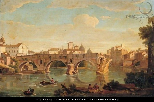 Rome, A View Of The Ponte Rotto With The Basilica Of Saint Peter