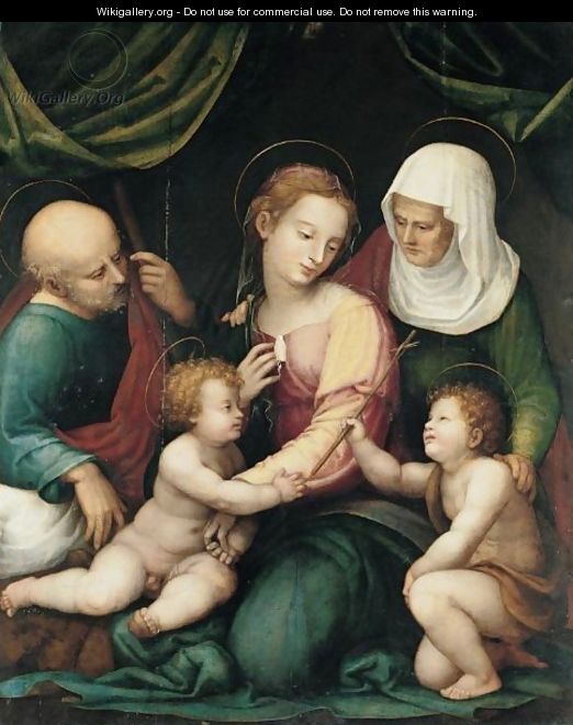 The Holy Family With Saint Elizabeth And Saint John The Baptist - Leonardo Da Pistoia