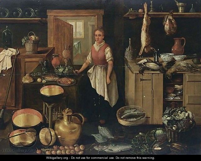A Kitchen Interior With A Maid, A Still Life Of Pots And Pans And  Vegetables In The Foreground - Dutch School - , the largest  gallery in the world