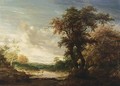 A Wooded Landscape With A Shepherd Watering His Herd In A Wallow - Jacob Salomonsz. Ruysdael