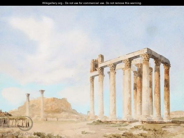 The Temple Of Olympeus Zeus With The Acropolis Beyond - Giovanni Lanza