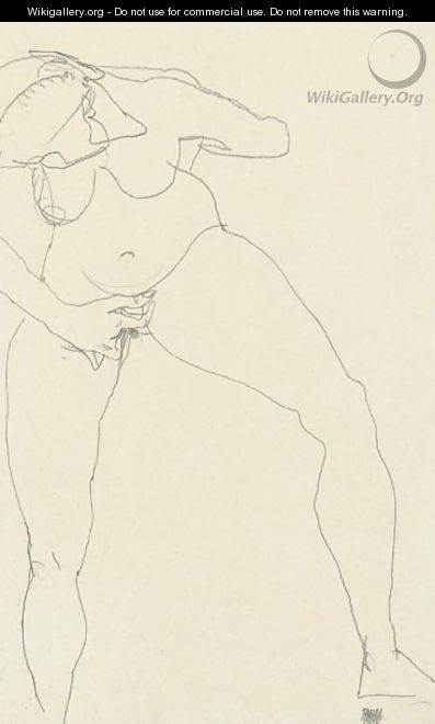 Stehende Frauenakt, Masturbierend (Standing Nude Woman, Masturbating) - Egon Schiele