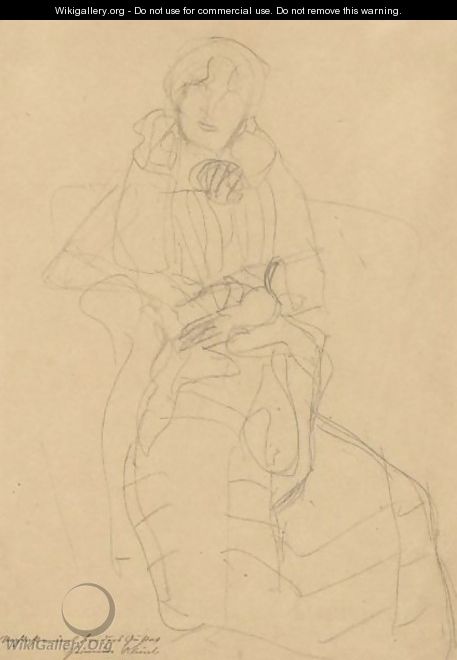 Seated Lady From The Front, Study For The Portrait Of Marie Henneberg - Gustav Klimt