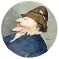 Caricature Head Of A Man With A Pipe In His Hat, Sticking Out His Tongue - Cornelis Dusart