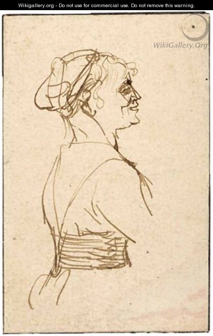 Profile Study Of A Woman, Half Length - (after) Rembrandt Van Rijn
