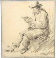 A Man In A Hat, Reading - Arie de Vois