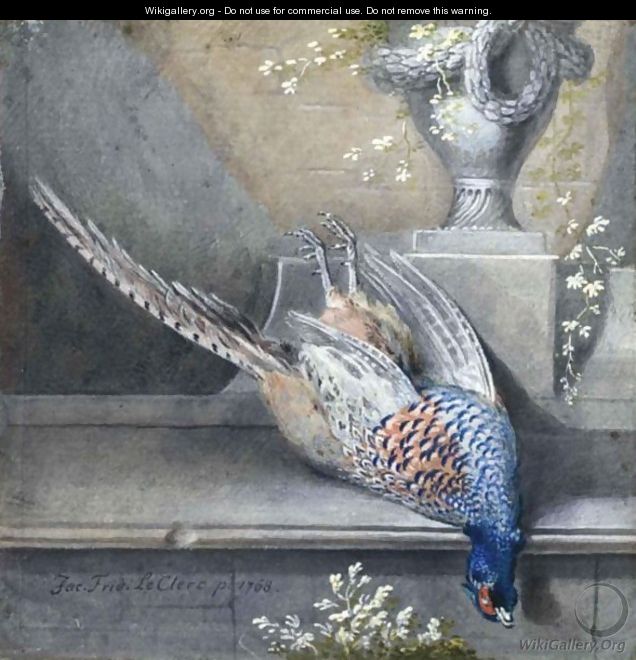Still Life With A Dead Pheasant On A Ledge - Jakob Friedrich Leclerc