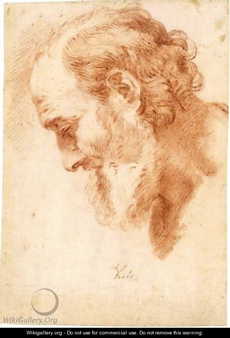 Study Of The Head Of A Bearded Man - (after) Loo, Carle van