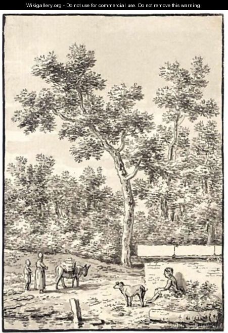 Landscape With Figures And A Dog - Anthonie Andriessen
