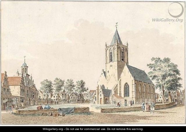 View Of The Townhall, Market-Place And Church Of Vlaardingen - Cornelis Pronk
