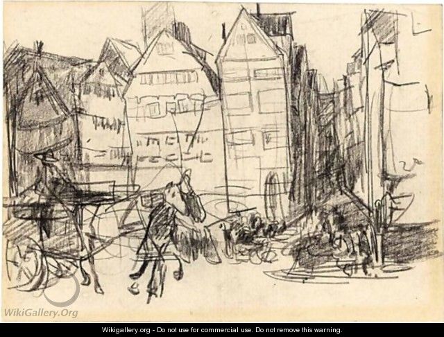 Street Scene With A Horse And Carriage - Isaac Israels