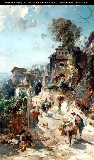 Italian Peasants On The Way To The Market - Franz Theodor Aerni