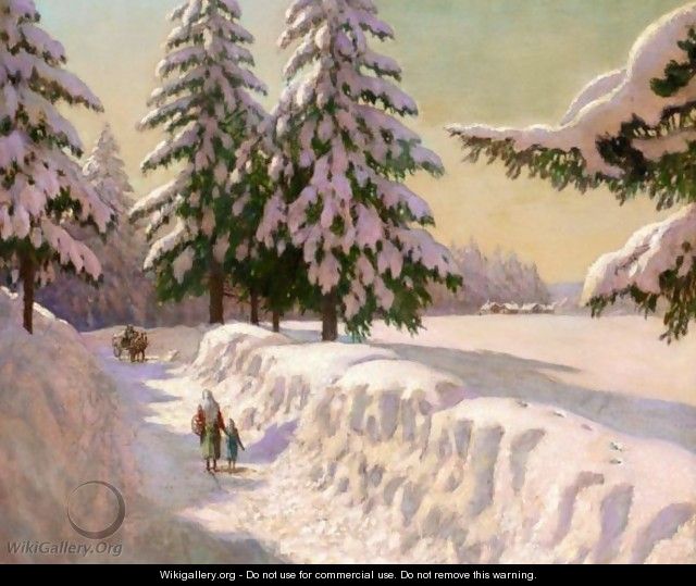 Landscape In Snow - Mikhail Markianovich Germanshev
