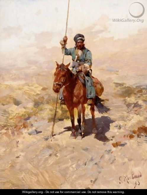 Lone Cossack Horseman - Franz Roubaud