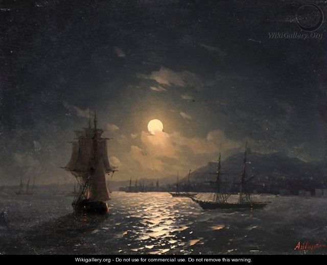 Shipping On A Moonlit Coast - Ivan Konstantinovich Aivazovsky