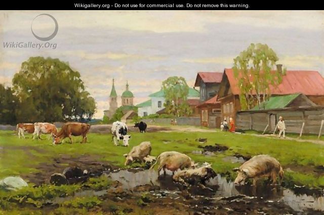 Provincial Russian Village - Aleksandr Vladimirovich Makovsky