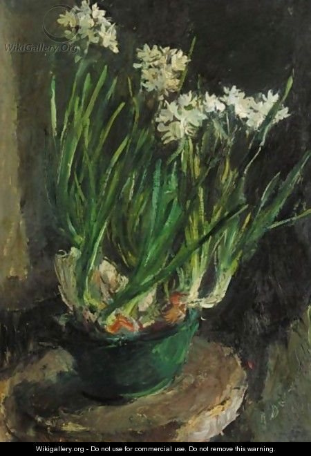 Flowers In A Green Pot - Alexander Evgenievich Yakovlev