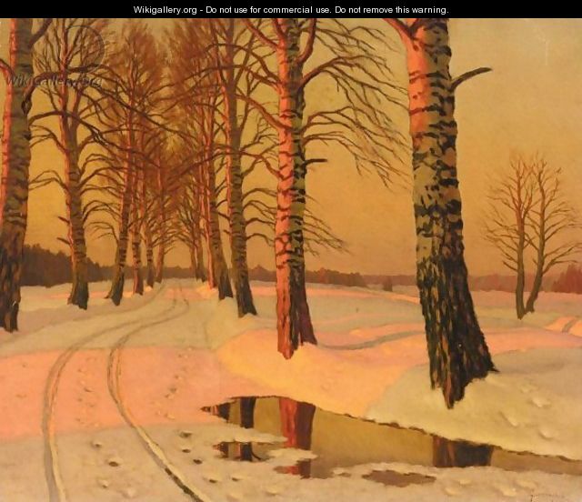 A Pair Of Winter Landscapes - Mikhail Markianovich Germanshev