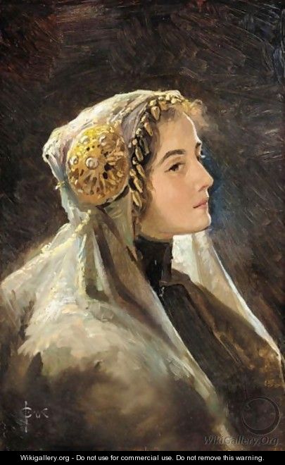 Russian Beauty In Traditional Headdress - Sergei Sergeevich Solomko