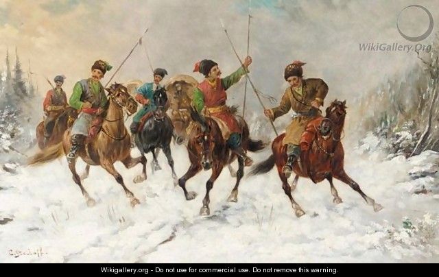 Cavalrymen With Spears - Konstantin Stoilov